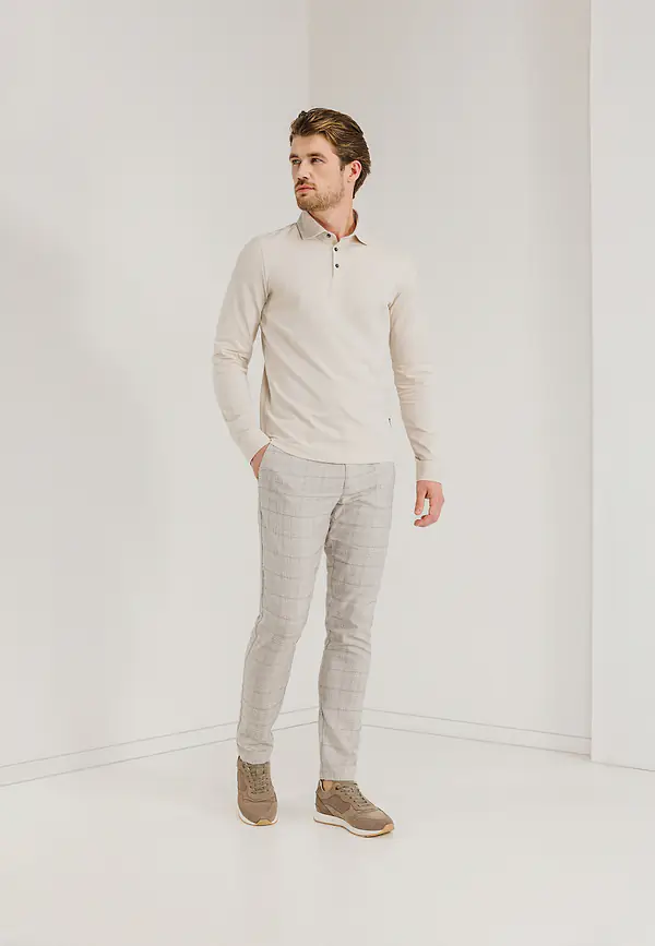 State Of Art NAVIGATOR Stretchchino Met Ruitdessin Beige/kit