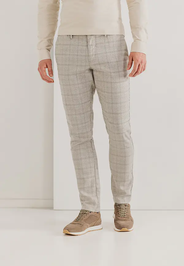 state of art NAVIGATOR stretchchino met ruitdessin beige/kit