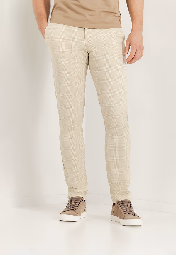 state of art NAVIGATOR stretchchino met ruitpatroon kit/beige