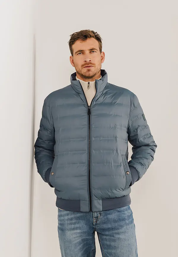 state of art Omkeerbare korte jas donkerblauw/grijsblauw