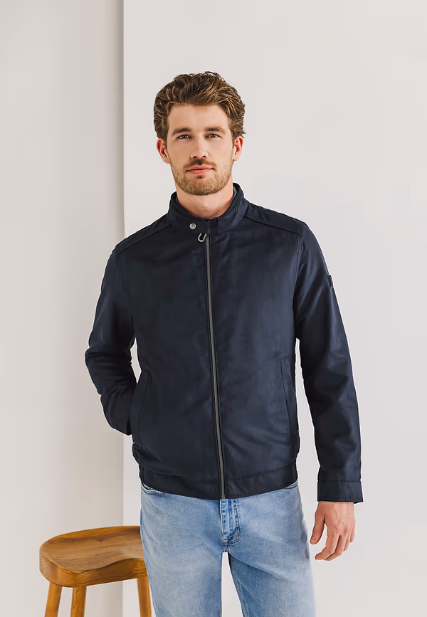 state of art OUTERWEAR jas met badge op mouw donkerblauw uni