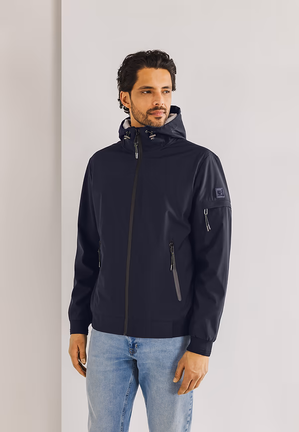 state of art OUTERWEAR korte jas met capuchon donkerblauw uni