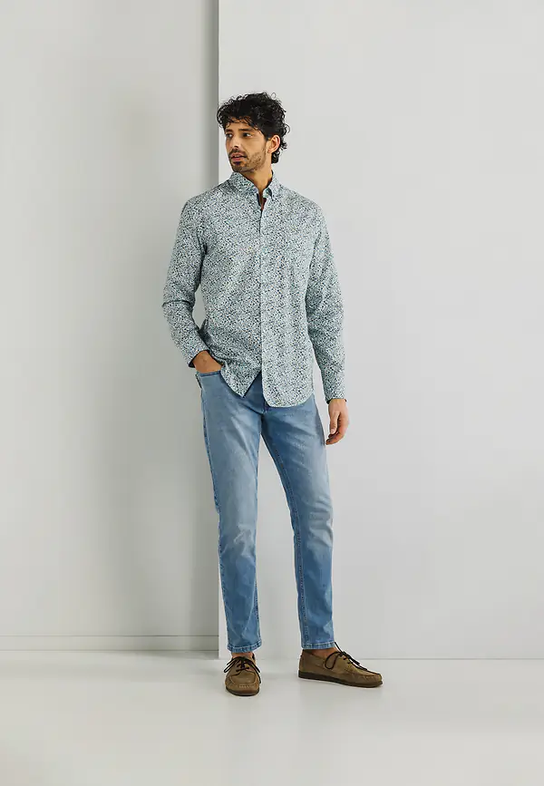 State Of Art Overhemd Met Abstract Patroon Wit/kobalt