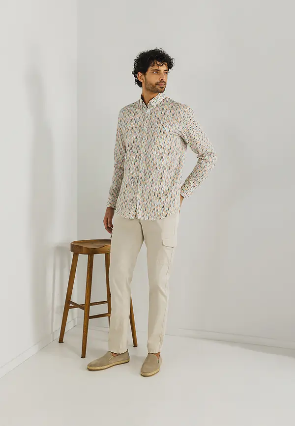 State Of Art Overhemd Met Abstract Patroon Wit/lime