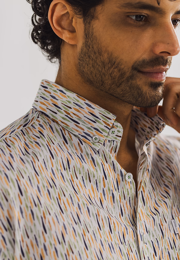 State Of Art Overhemd Met Abstract Patroon Wit/lime