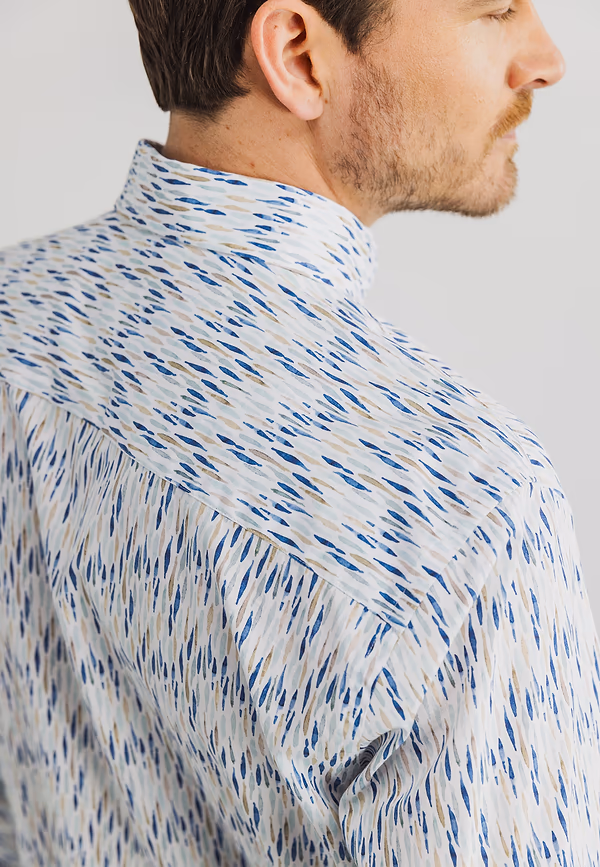 State Of Art Overhemd Met Abstract Patroon Wit/mintblauw