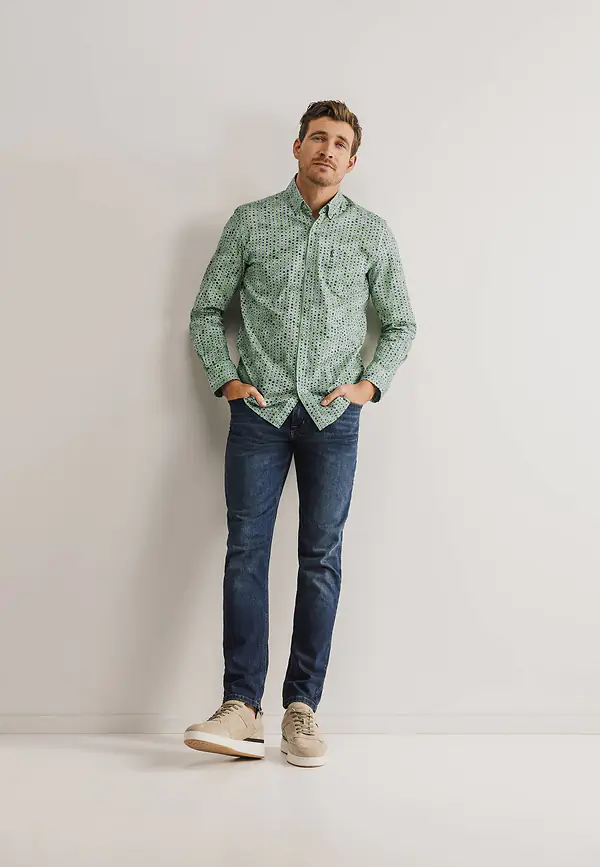 State Of Art Overhemd Met All-over Print Wit/bladgroen