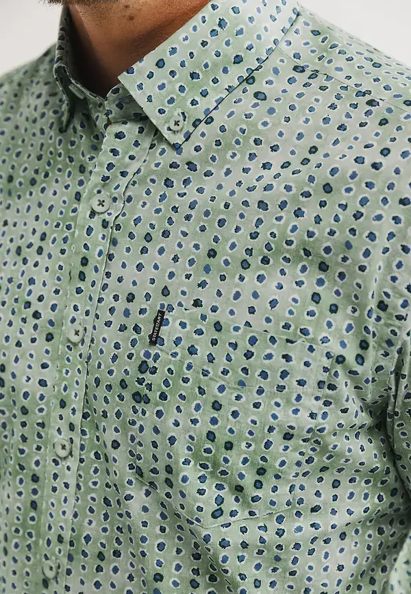 State Of Art Overhemd Met All-over Print Wit/bladgroen