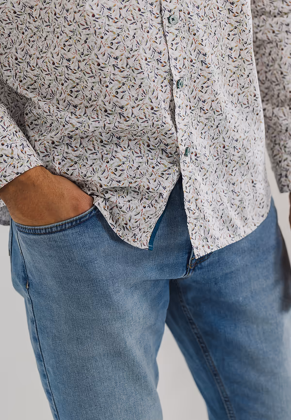 State Of Art Overhemd Met Botanische Print Wit/bladgroen