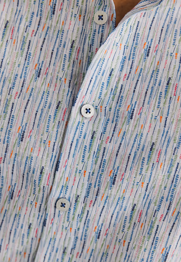 State Of Art Overhemd Met Gestreept Stippenpatroon Wit/jade