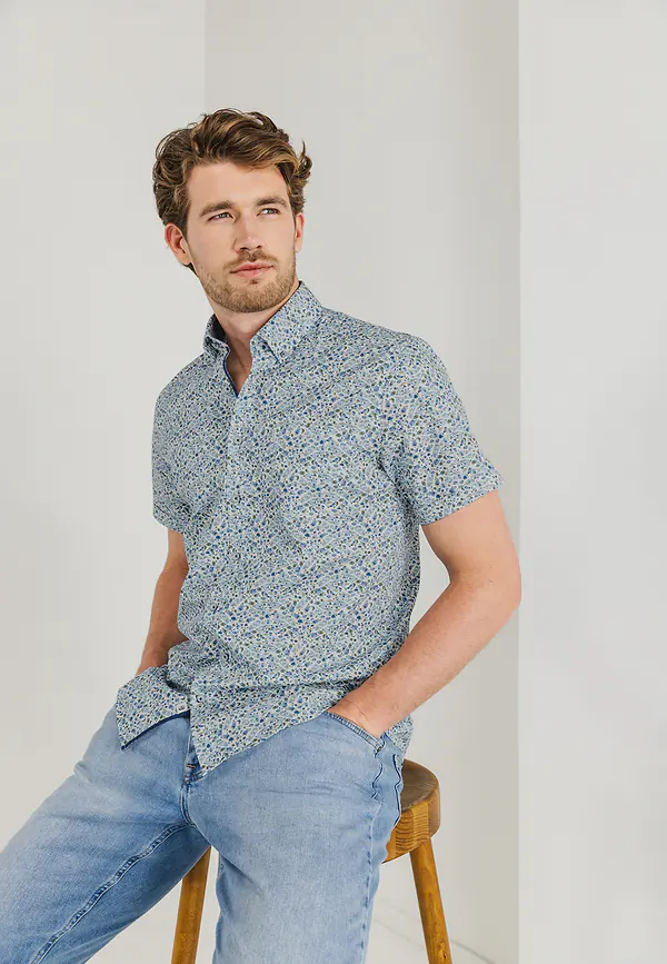 state of art Overhemd met korte mouwen en print wit/kobalt