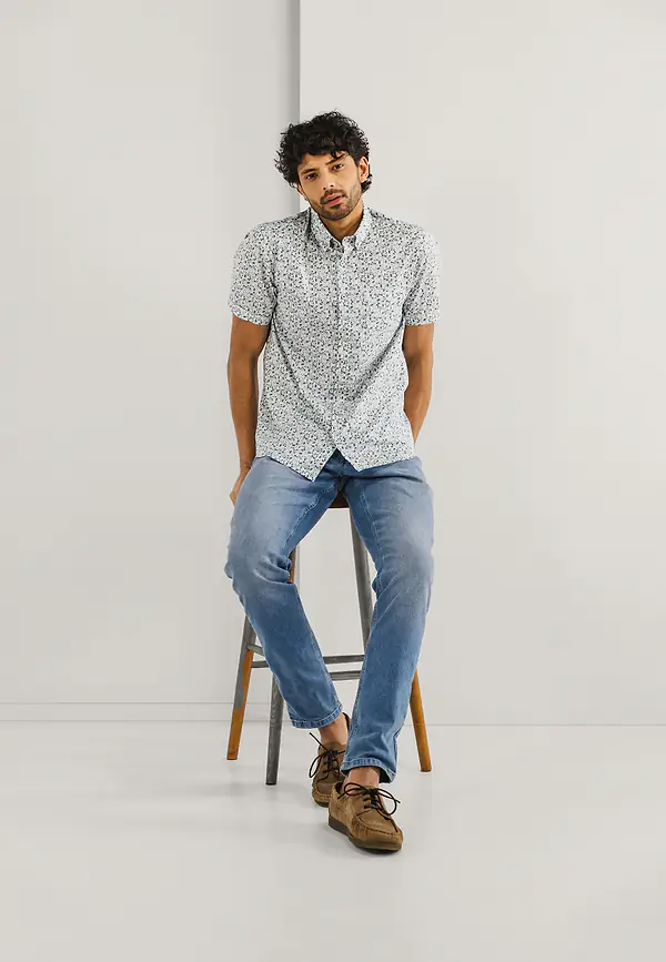 state of art Overhemd met korte mouwen wit/mintblauw