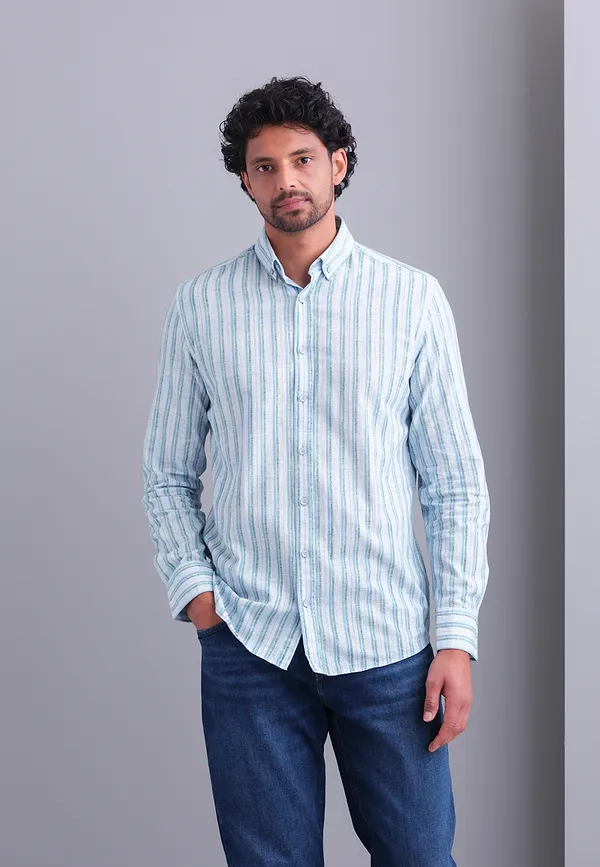 state of art Overhemd met streepdessin grijsblauw/wit