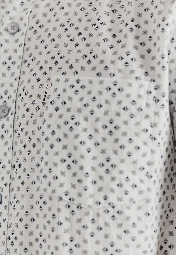 State Of Art Overhemd Van Biologisch Katoen Met Print Wit/grijsblauw