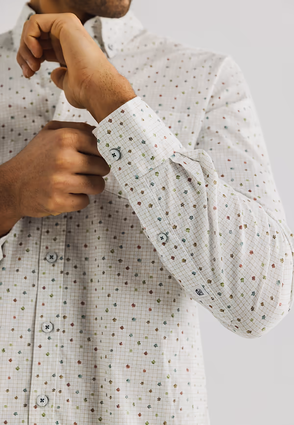 State Of Art Overhemd Van Biologisch Katoen Met Print Wit/petrol