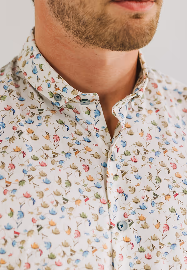 State Of Art Overhemd Van Een Lyocell-mix Met Stretch Wit/bladgroen