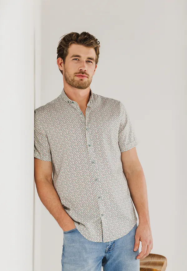 state of art Overhemd van een lyocell-mix wit/beige