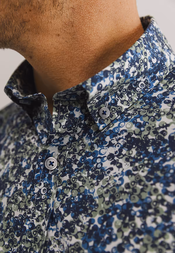 State Of Art Overhemd Van Katoen-stretch Wit/kobalt