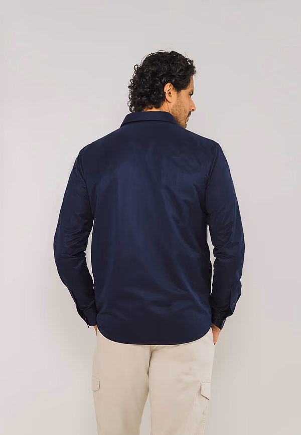 State Of Art Overshirt Met Drukknoopsluiting Donkerblauw Uni