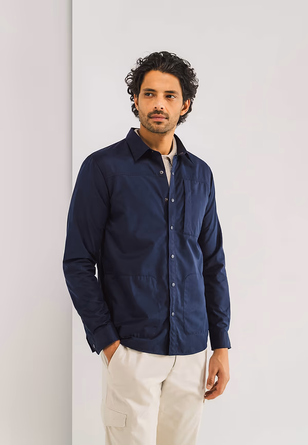 state of art Overshirt met drukknoopsluiting donkerblauw uni