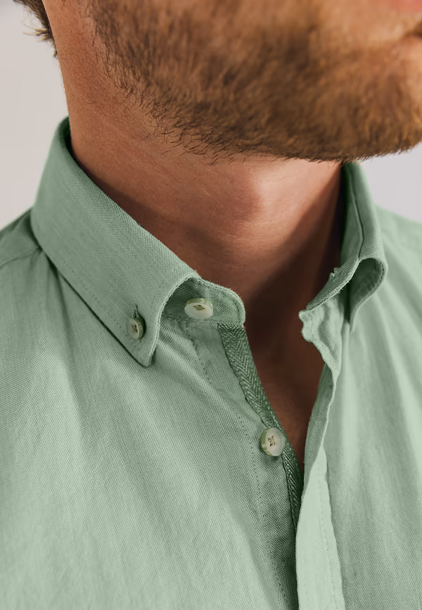 State Of Art Oxford Overhemd Met Korte Mouwen Bladgroen/wit