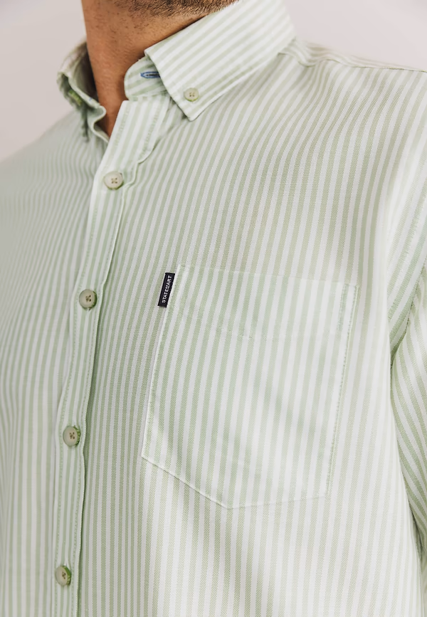 State Of Art Oxford Overhemd Met Streepdessin Wit/bladgroen