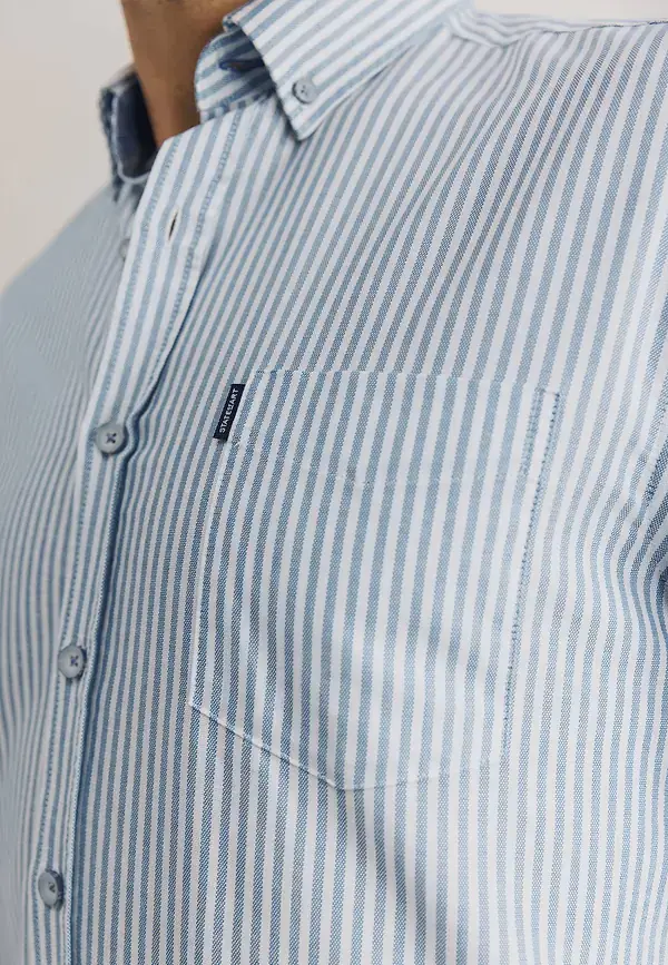 State Of Art Oxford Overhemd Met Streepdessin Wit/grijsblauw