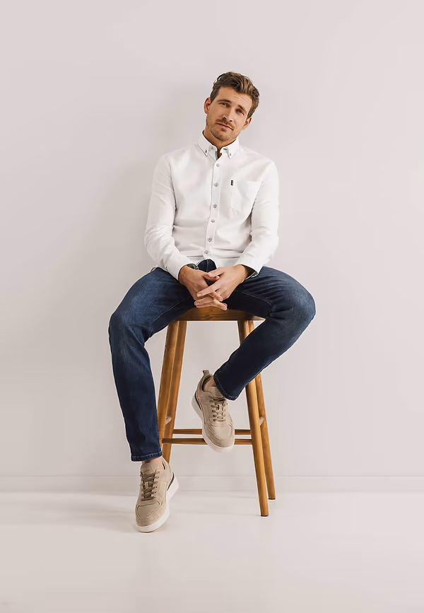 state of art Oxford overhemd van een lyocell-mix wit uni