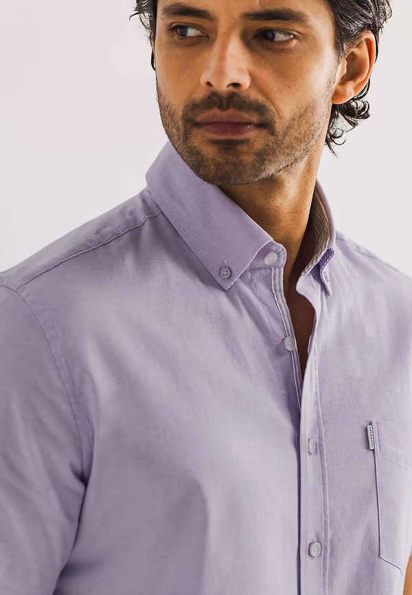 State Of Art Oxford Overhemd Van Stretch-katoen Wit/violet
