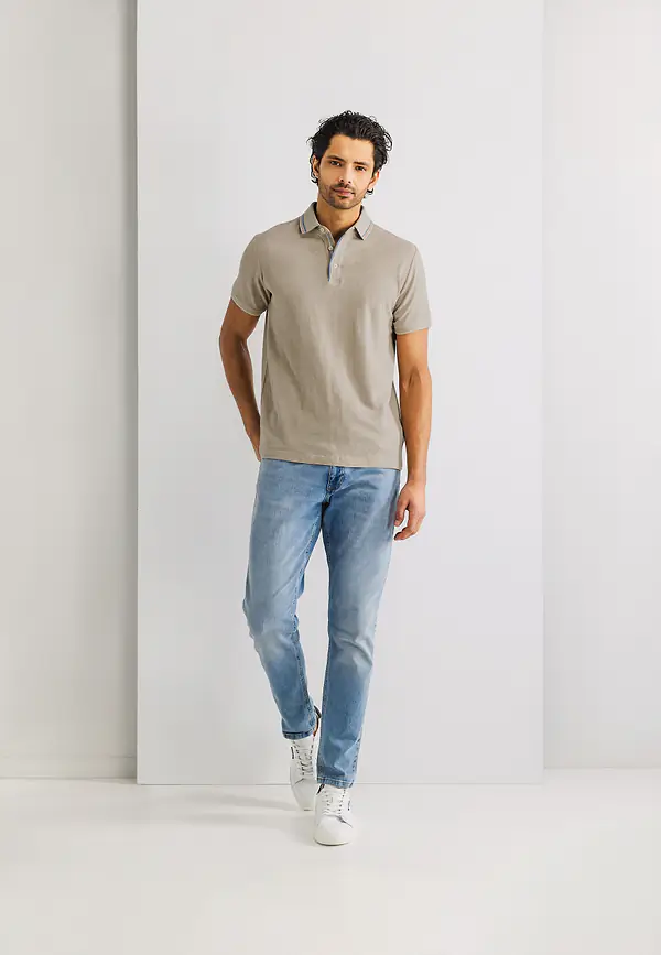 State Of Art Oxford Piqué Polo Met Streepdetails Kit/beige