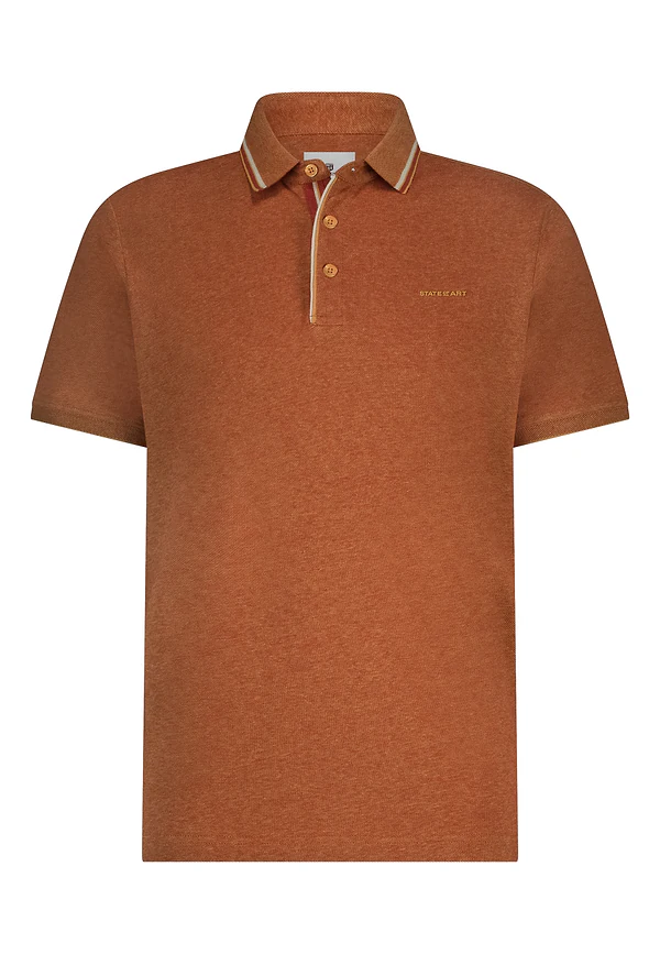 State Of Art Oxford Piqué Polo Met Streepdetails Mango/brique