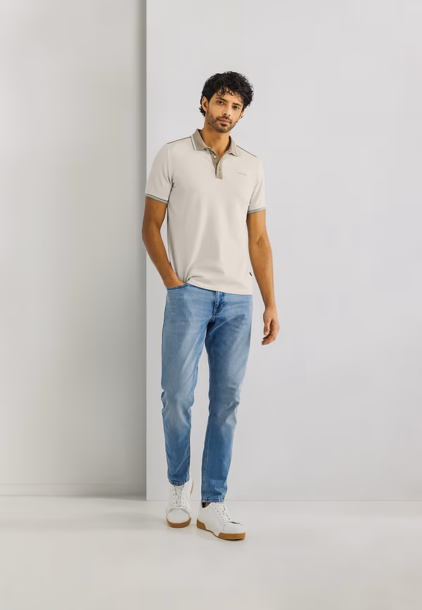 State Of Art Oxford-piqué Polo Van Katoen Greige/beige