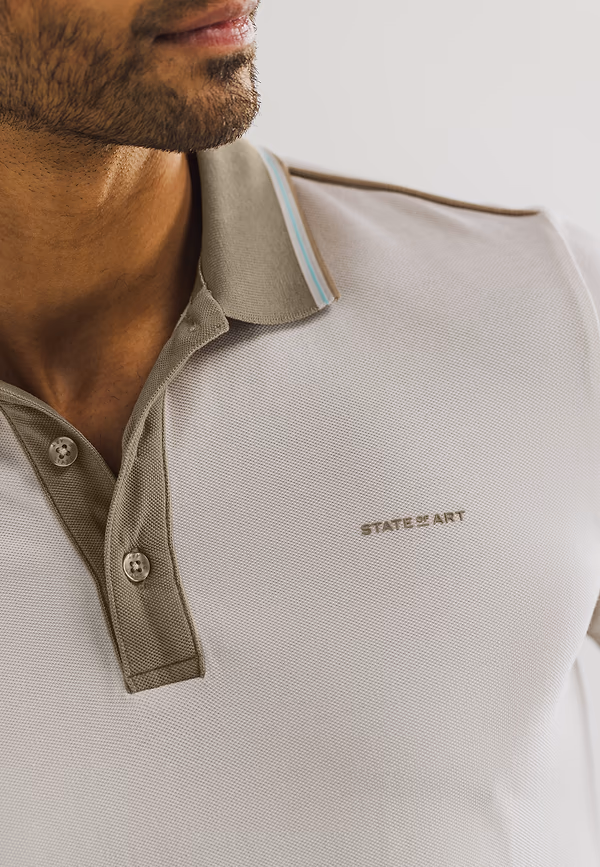 State Of Art Oxford-piqué Polo Van Katoen Greige/beige