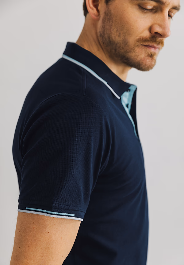 State Of Art Piqué Polo Met Borstzak Donkerblauw Uni