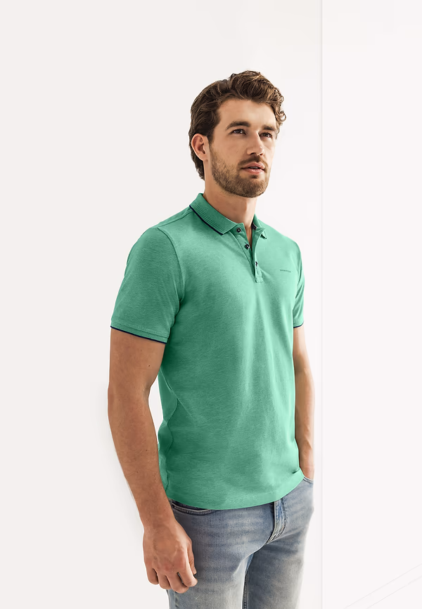 state of art Piqué polo met gemêleerd dessin jade uni