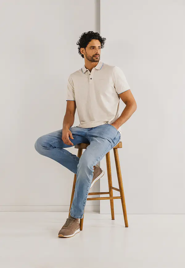 State Of Art Piqué Polo Met Gemêleerd Dessin Kit Uni