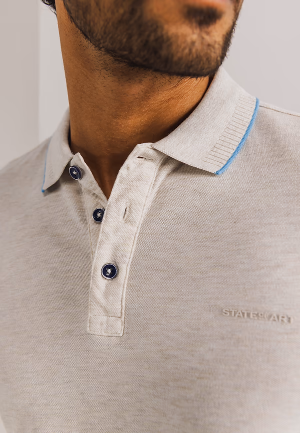 State Of Art Piqué Polo Met Gemêleerd Dessin Kit Uni