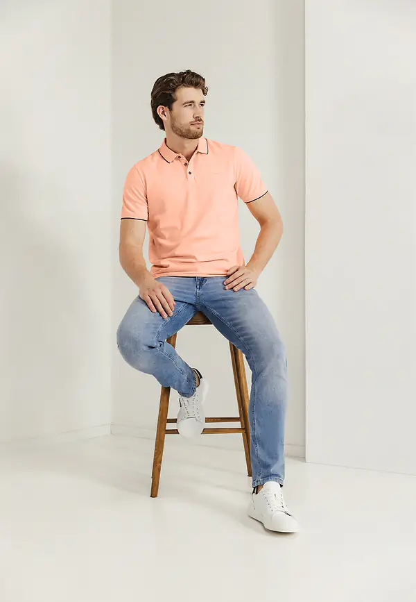 State Of Art Piqué Polo Met Gemêleerd Dessin Mango Uni