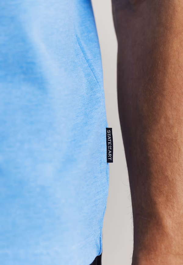 State Of Art Piqué Polo Met Gemêleerd Dessin Middenblauw Uni