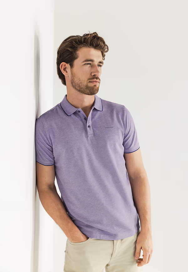 state of art Piqué polo met gemêleerd dessin violet uni