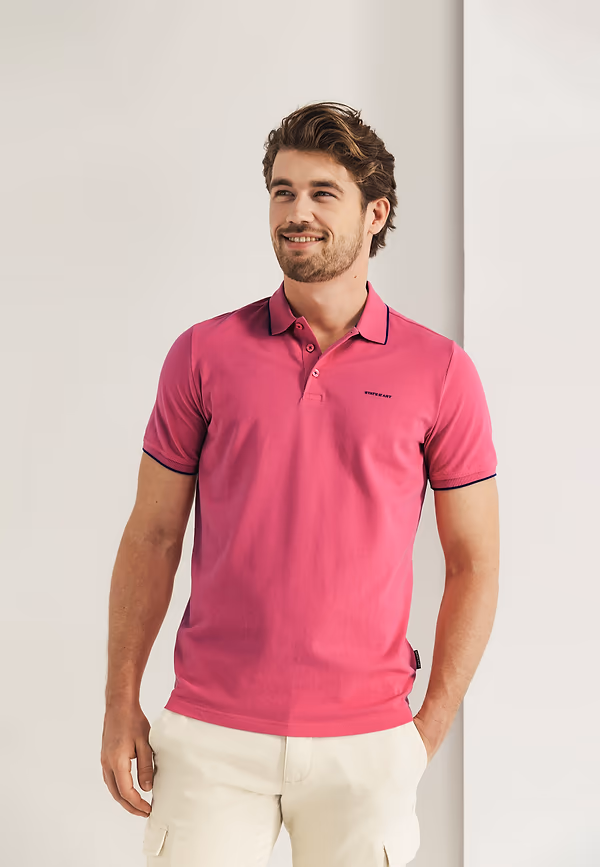 state of art Piqué polo met streepdetails flamingo uni