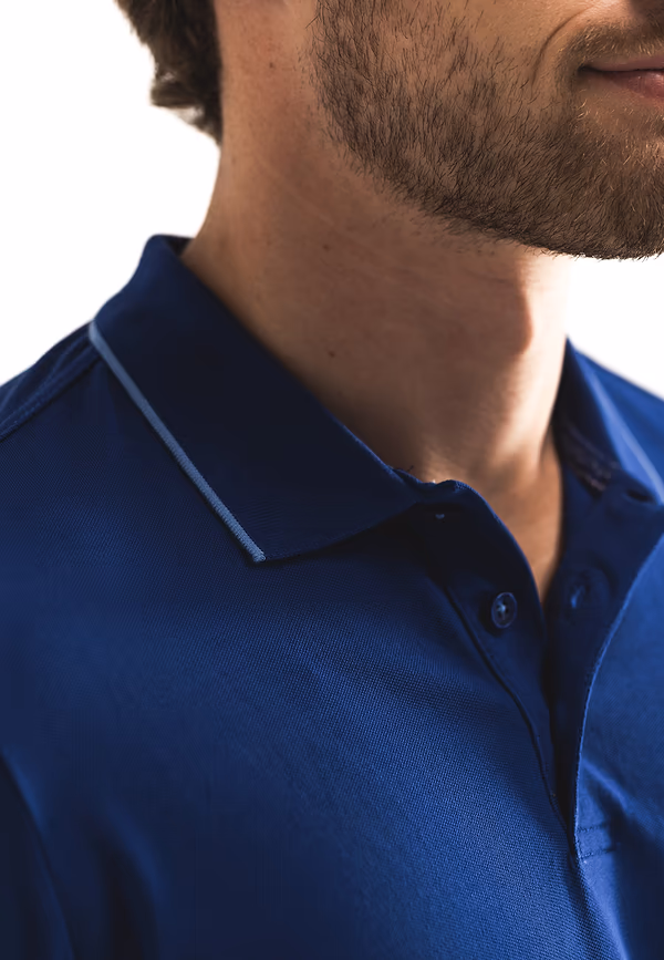 State Of Art Piqué Polo Met Streepdetails Kobalt Uni