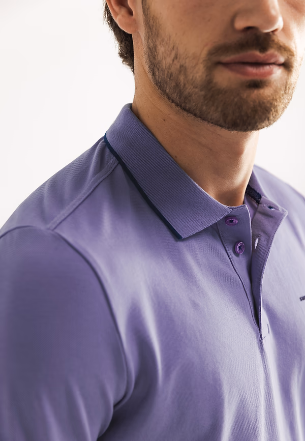 State Of Art Piqué Polo Met Streepdetails Violet Uni