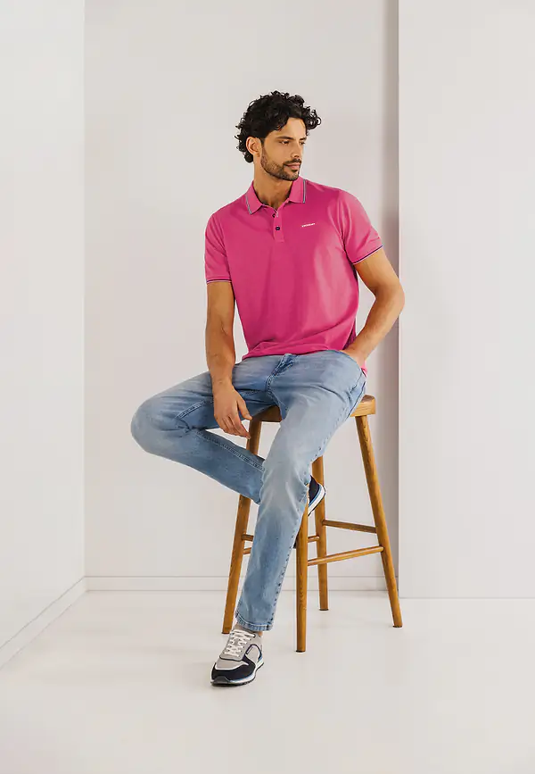 state of art Piqué polo van een katoenmix flamingo uni