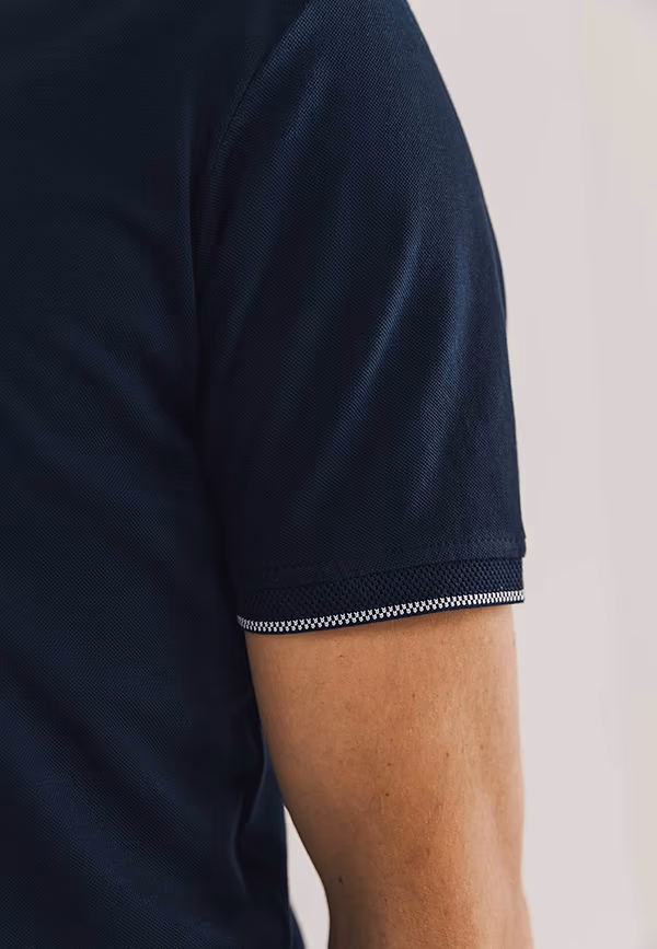 State Of Art Piqué Polo Van Gemerceriseerd Katoen Donkerblauw Uni