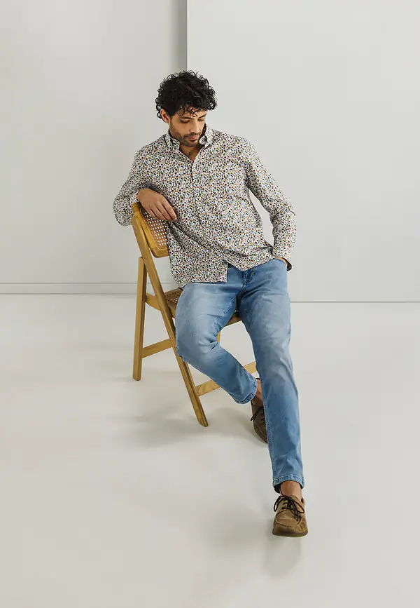 State Of Art Poplin Overhemd Met All-over Print Wit/mango