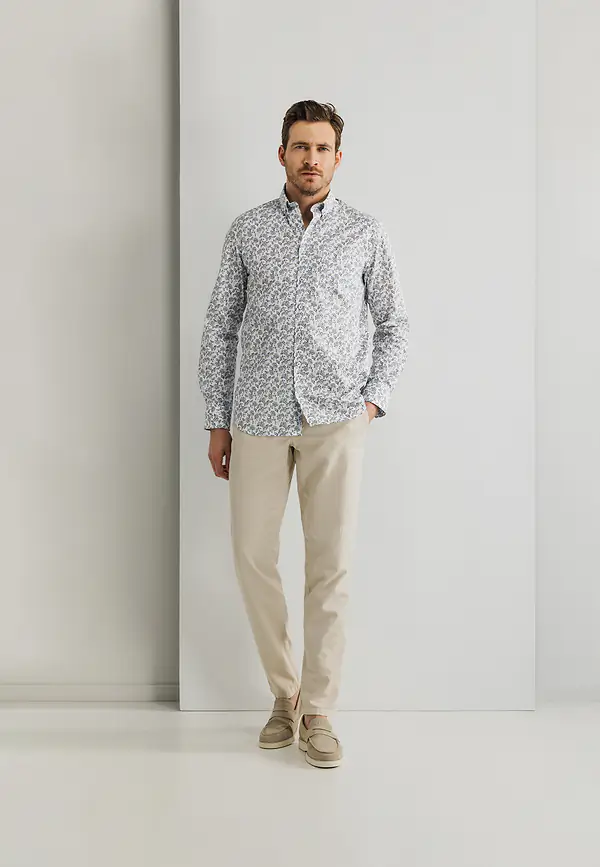 State Of Art Poplin Overhemd Met Borstzak Wit/grijsblauw