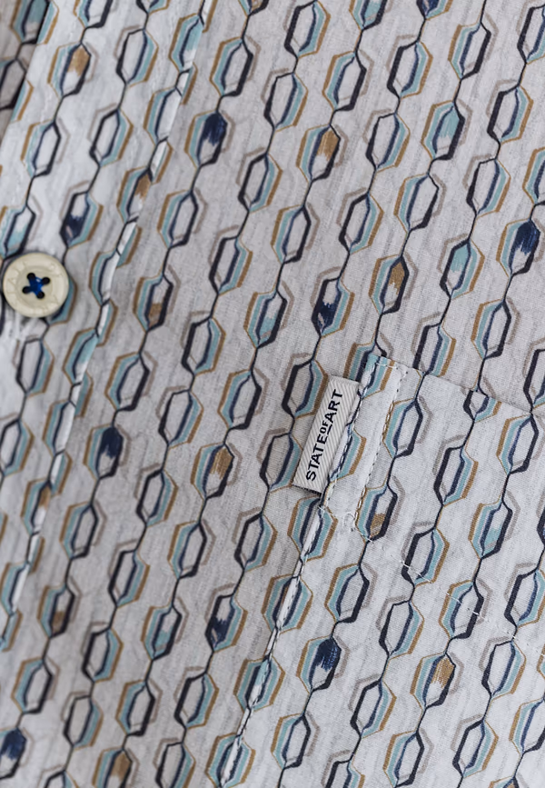 State Of Art Poplin Overhemd Met Button-down Wit/mintblauw