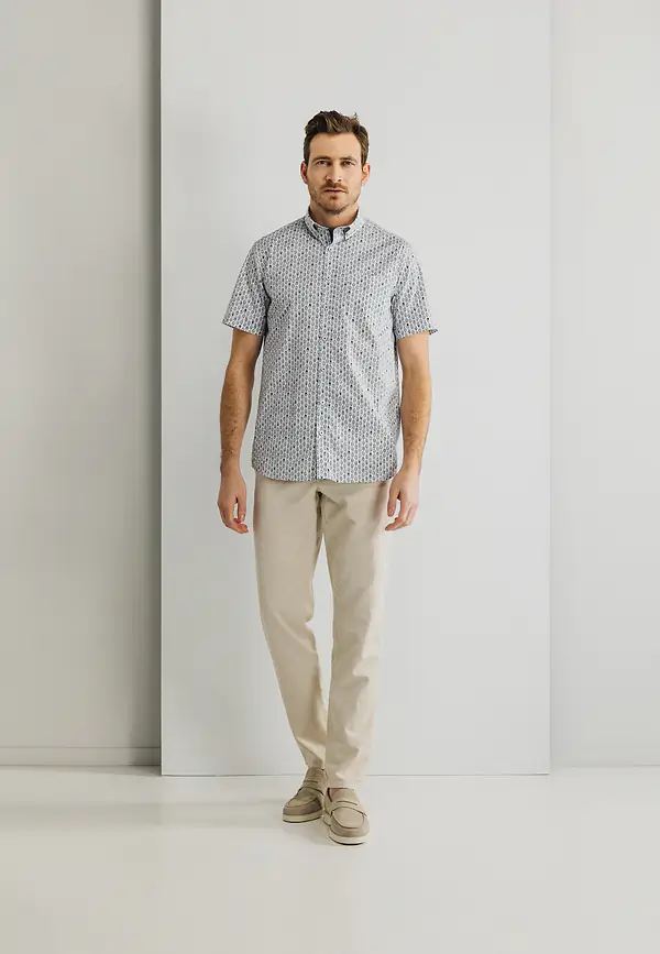 State Of Art Poplin Overhemd Met Korte Mouwen Wit/mintblauw