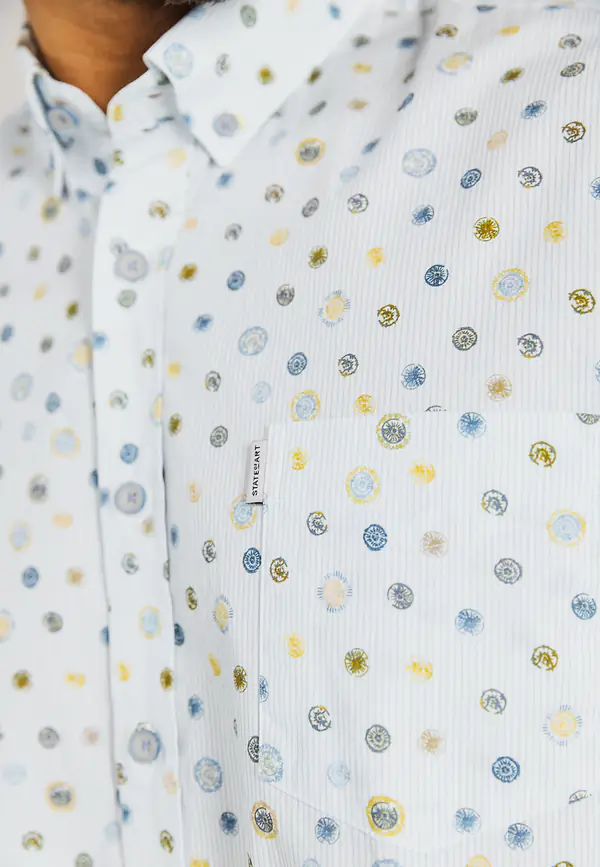 State Of Art Poplin Overhemd Met Streepdessin Wit/grijsblauw